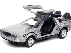 DeLorean DMC Time Machine Brushed Metal Back to the Future Part I 1985 Movie Hollywood Rides Series 1/32 Diecast Model Car Jada 32185
