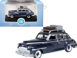 1946 DeSoto Suburban Roof Rack Luggage Butterfly Blue Metallic Crystal Gray Top 1/87 HO Scale Diecast Model Car Oxford Diecast 87DS46004