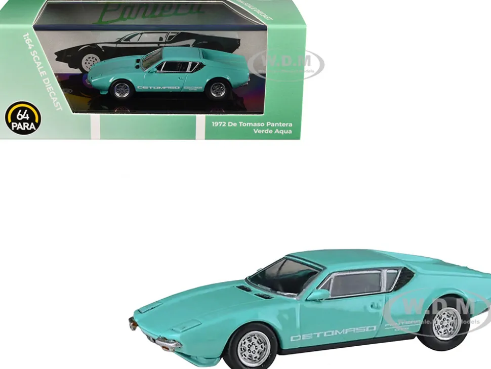 1972 De Tomaso Pantera Verde Aqua 1/64 Diecast Model Car by Paragon Models
