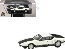 1972 De Tomaso Pantera White and Black 1/64 Diecast Model Car by Paragon Models