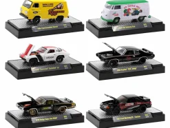 Detroit Muscle Set of 6 Cars IN DISPLAY CASES Release 65 Limited Edition 1/64 Diecast Model Cars M2 Machines 32600-65
