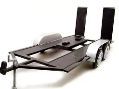 Diecast Tandem Car Trailer Black for 1/24 Scale Models Motormax 76001