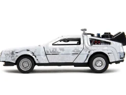 DMC DeLorean Time Machine Brushed Metal Frost Version Back to the Future 1985 Movie Hollywood Rides Series 1/32 Diecast Model Car Jada 34785
