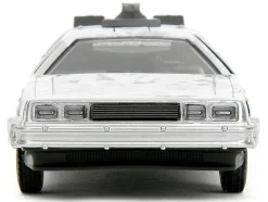 DMC DeLorean Time Machine Brushed Metal Frost Version Back to the Future 1985 Movie Hollywood Rides Series 1/32 Diecast Model Car Jada 34785