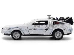 DMC DeLorean Time Machine Brushed Metal (Frost Version) "Back to the Future" (1985) Movie "40th Anniversary" Special Packaging "Hollywood Rides" Series 1/32 Diecast Model Car by Jada