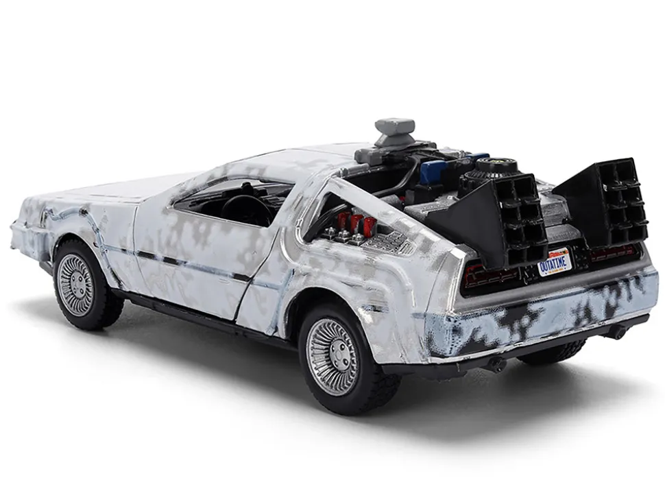 DMC DeLorean Time Machine Brushed Metal (Frost Version) "Back to the Future" (1985) Movie "40th Anniversary" Special Packaging "Hollywood Rides" Series 1/32 Diecast Model Car by Jada