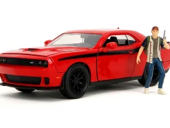 2015 Dodge Challenger Red with Black Stripes and Glenn Diecast Figure