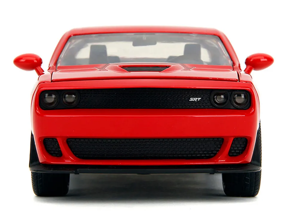 2015 Dodge Challenger Red with Black Stripes and Glenn Diecast Figure "The Walking Dead" (2010-2022) TV Series "Hollywood Rides" Series 1/24 Diecast Model Car by Jada