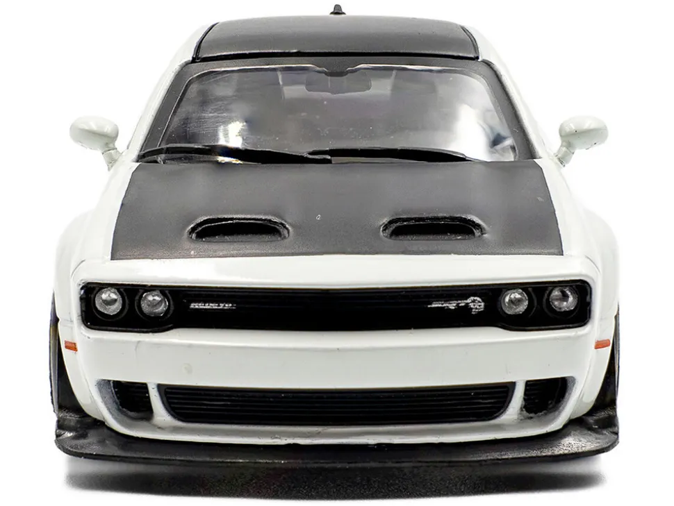 2020 Dodge Challenger SRT Hellcat Redeye Widebody White Knuckle with Matt Black Hood and Top 1/43 Diecast Model Car by Solido