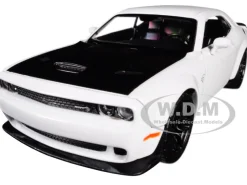 2018 Dodge Challenger SRT Hellcat Widebody White Black Hood 1/24 Diecast Model Car Motormax 79350