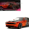 Dodge Challenger SRT Hellcat Orange Metallic and Black "Pink Slips" Series 1/18 Diecast Model Car by Jada