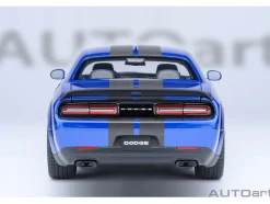 2022 Dodge Challenger SRT Jailbreak Indigo Blue Metallic with Carbon Stripes 1/18 Model Car by Autoart