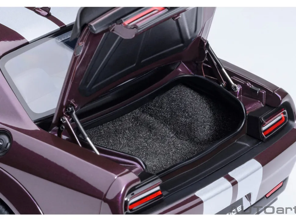 2022 Dodge Challenger SRT Jailbreak Hellraisin Purple with White Stripes 1/18 Model Car by Autoart