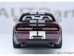 2022 Dodge Challenger SRT Jailbreak Hellraisin Purple with White Stripes 1/18 Model Car by Autoart