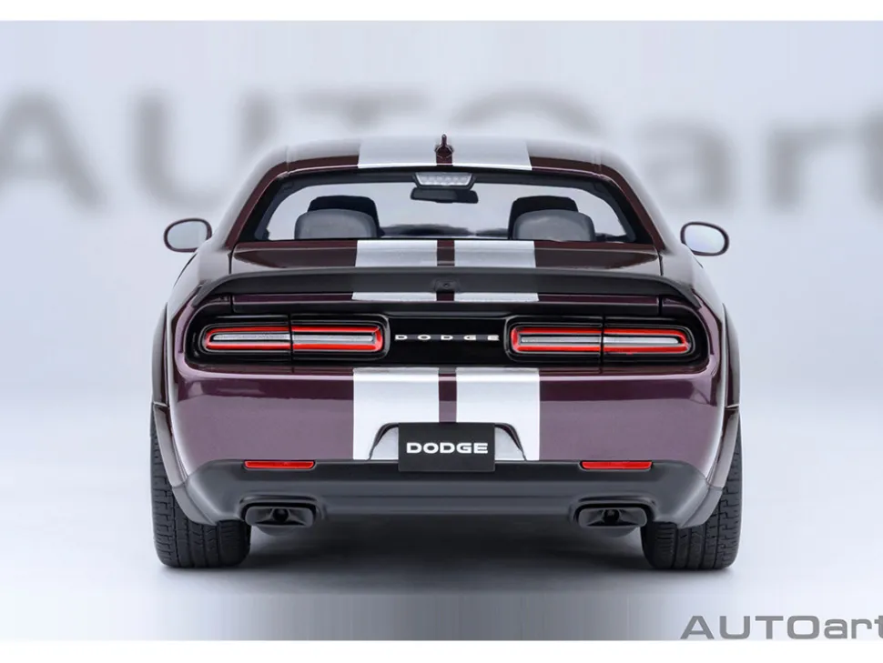 2022 Dodge Challenger SRT Jailbreak Hellraisin Purple with White Stripes 1/18 Model Car by Autoart