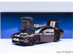 2022 Dodge Challenger SRT Jailbreak Hellraisin Purple with White Stripes 1/18 Model Car by Autoart