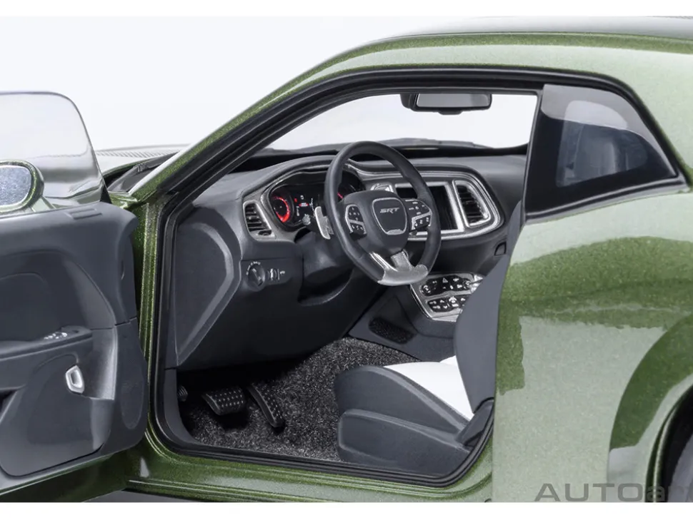 2022 Dodge Challenger SRT Jailbreak F8 Green with Carbon Stripes 1/18 Model Car by Autoart