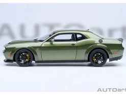 2022 Dodge Challenger SRT Jailbreak F8 Green with Carbon Stripes 1/18 Model Car by Autoart