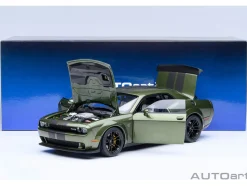 2022 Dodge Challenger SRT Jailbreak F8 Green with Carbon Stripes 1/18 Model Car by Autoart