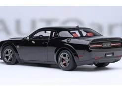 2023 Dodge Challenger SRT Super Stock Pitch Black with Red Interior 1/18 Model Car by Autoart