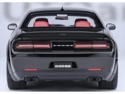 2023 Dodge Challenger SRT Super Stock Pitch Black with Red Interior 1/18 Model Car by Autoart