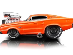 1966 Dodge Charger 426 C.I. Orange Blue Stripe 1/64 Diecast Model Car Muscle Machines 15542
