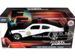 2006 Dodge Charger Police Black White Policia Civil Fast & Furious Series 1/24 Diecast Model Car Jada 33665