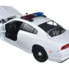 2011 Dodge Charger Pursuit Police Car White with Flashing Light Bar, Front and Rear Lights and 2 Sounds 1/24 Diecast Model Car Motormax 79532