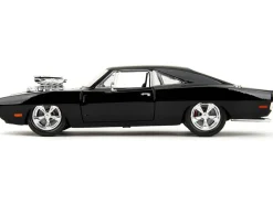 Dodge Charger R/T Black with Dom Diecast Figure "Fast & Furious" (2009) Movie "Hollywood Rides" Series 1/24 Diecast Model Car by Jada