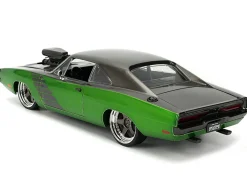 1970 Dodge Charger R/T Dark Gray Metallic and Green Metallic with Dark Gray Stripes