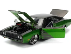 1970 Dodge Charger R/T Dark Gray Metallic and Green Metallic with Dark Gray Stripes