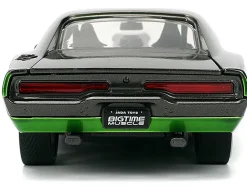 1970 Dodge Charger R/T Dark Gray Metallic and Green Metallic with Dark Gray Stripes