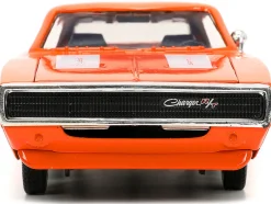 1968 Dodge Charger R/T SRT Orange with White Stripes and Graphics Bigtime Muscle Series 1/24 Diecast Model Car Jada 34197
