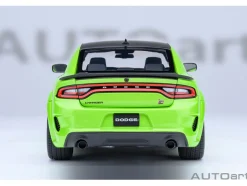 Dodge Charger Scat Pack Widebody Sublime Green with Matt Black Hood and Top 1/18 Model Car by Autoart