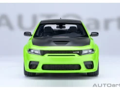 Dodge Charger Scat Pack Widebody Sublime Green with Matt Black Hood and Top 1/18 Model Car by Autoart