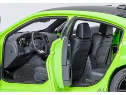 Dodge Charger Scat Pack Widebody Sublime Green with Matt Black Hood and Top 1/18 Model Car by Autoart
