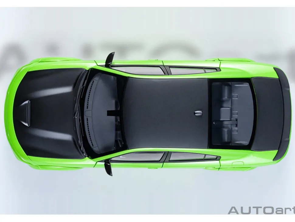 Dodge Charger Scat Pack Widebody Sublime Green with Matt Black Hood and Top 1/18 Model Car by Autoart