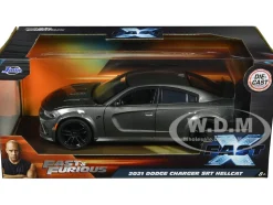 2021 Dodge Charger SRT Hellcat Gray Metallic Fast & Furious Series 1/24 Diecast Model Car Jada 34472