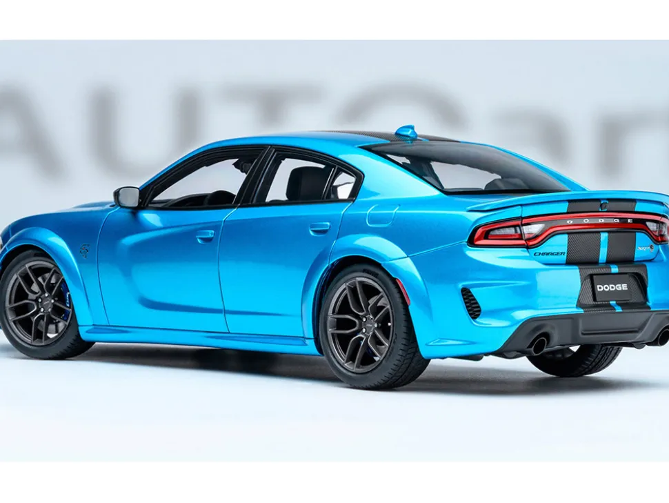 Dodge Charger SRT Hellcat Redeye B5 Blue Metallic with Carbon Stripes 1/18 Model Car by Autoart