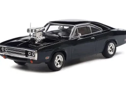 1970 Dodge Charger with Blown Engine Black 1/43 Diecast Model by IXO Models