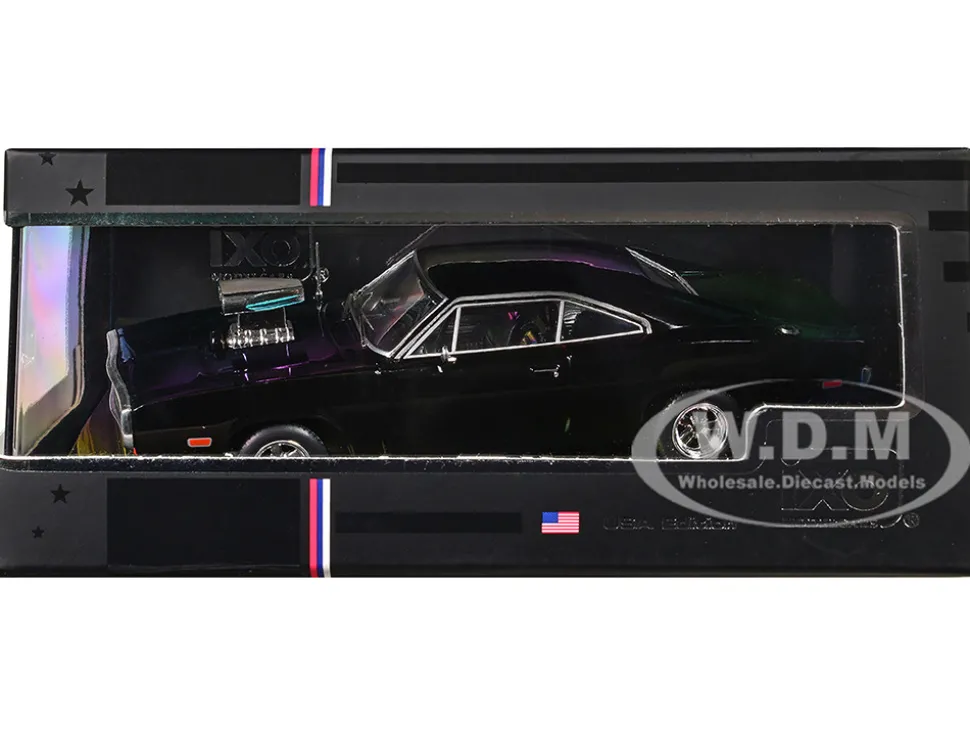 1970 Dodge Charger with Blown Engine Black 1/43 Diecast Model by IXO Models