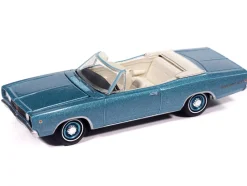 1968 Dodge Coronet 500 Convertible Pale Blue Metallic with White Interior "Vintage Muscle" Series 1/64 Diecast Model Car by Auto World