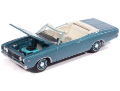1968 Dodge Coronet 500 Convertible Pale Blue Metallic with White Interior "Vintage Muscle" Series 1/64 Diecast Model Car by Auto World