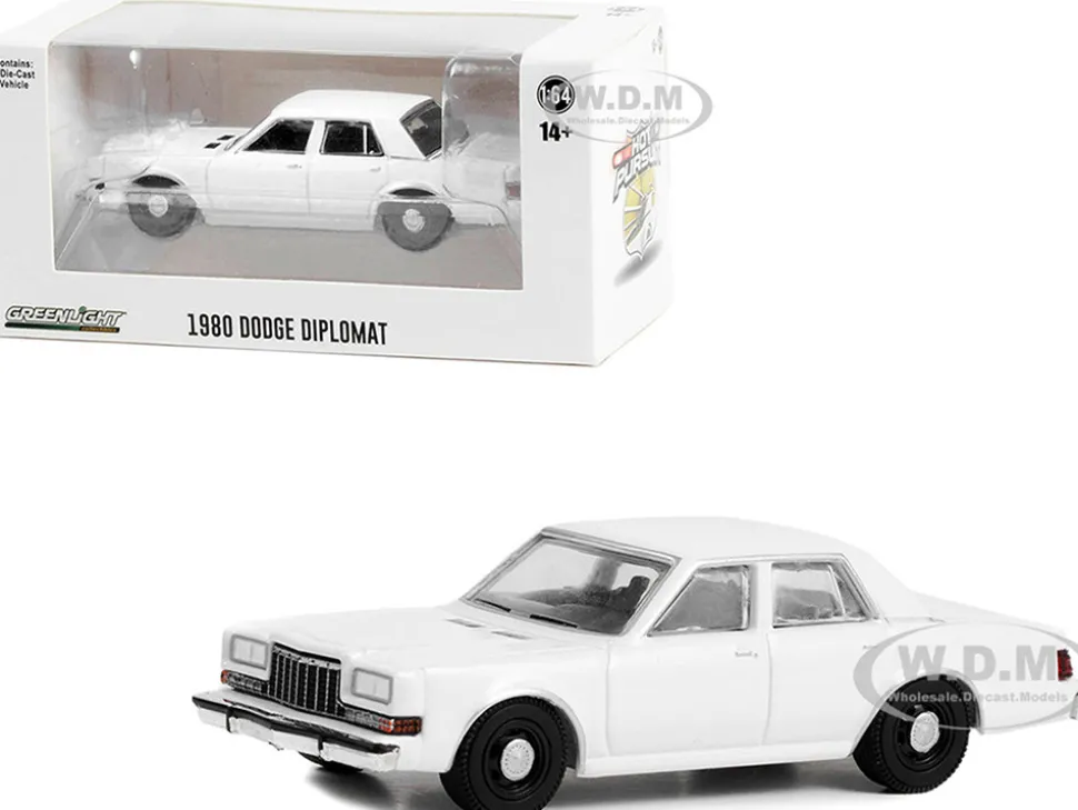 1980-1989 Dodge Diplomat Police Unmarked White Hot Pursuit Hobby Exclusive Series 1/64 Diecast Model Car Greenlight 43006