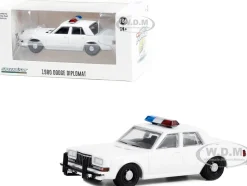 1980 1989 Dodge Diplomat Police Unmarked White with Light Bar Hot Pursuit Hobby Exclusive Series 1/64 Diecast Model Car Greenlight GL43006L