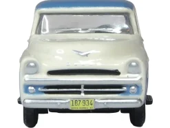 1957 Dodge D100 Sweptside Pickup Truck Ice Blue and Glacier White 1/87 (HO) Scale Diecast Model Car by Oxford Diecast