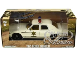 1975 Dodge Monaco Cream Hazzard County Sheriff 1/24 Diecast Model Car Greenlight 84094