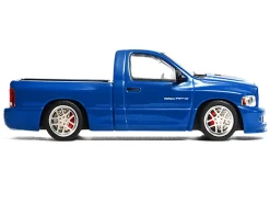 2003 Dodge Ram SRT-10 Pickup Truck Electric Blue Metallic with White Stripes 1/64 Diecast Model Car by Shoom64 Models