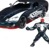 2008 Dodge Viper SRT10 Dark Gray Venom Diecast Figurine Spider Man Marvel Series 1/24 Diecast Model Car Jada 31750