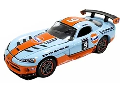2008 Dodge Viper SRT10 #9 "Gulf Oil" Light Blue and Orange Limited Edition to 2496 pieces Worldwide 1/64 Diecast Model Car by Johnny Lightning
